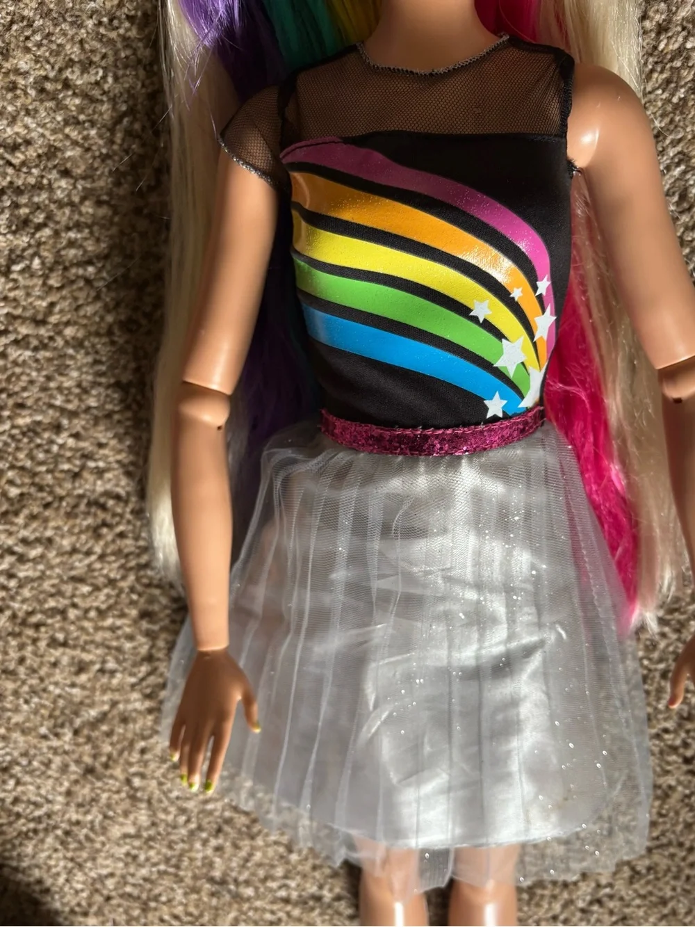 2016 Barbie Just Play Mattel My Size 28” Rainbow Sparkle Stripe Doll